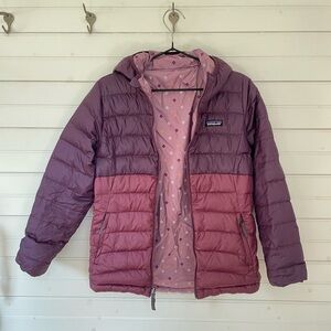 Patagonia Kids Reversible Hooded Down Sweater Hoody Jacket Size  XL (14)